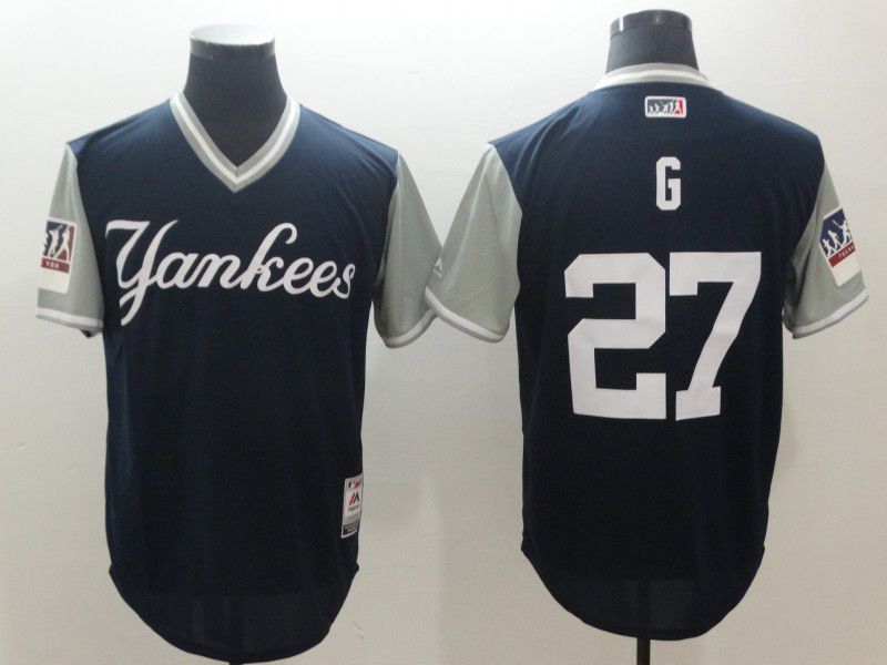Men New York Yankees #27 G Blue New Rush Limited MLB Jerseys->->MLB Jersey